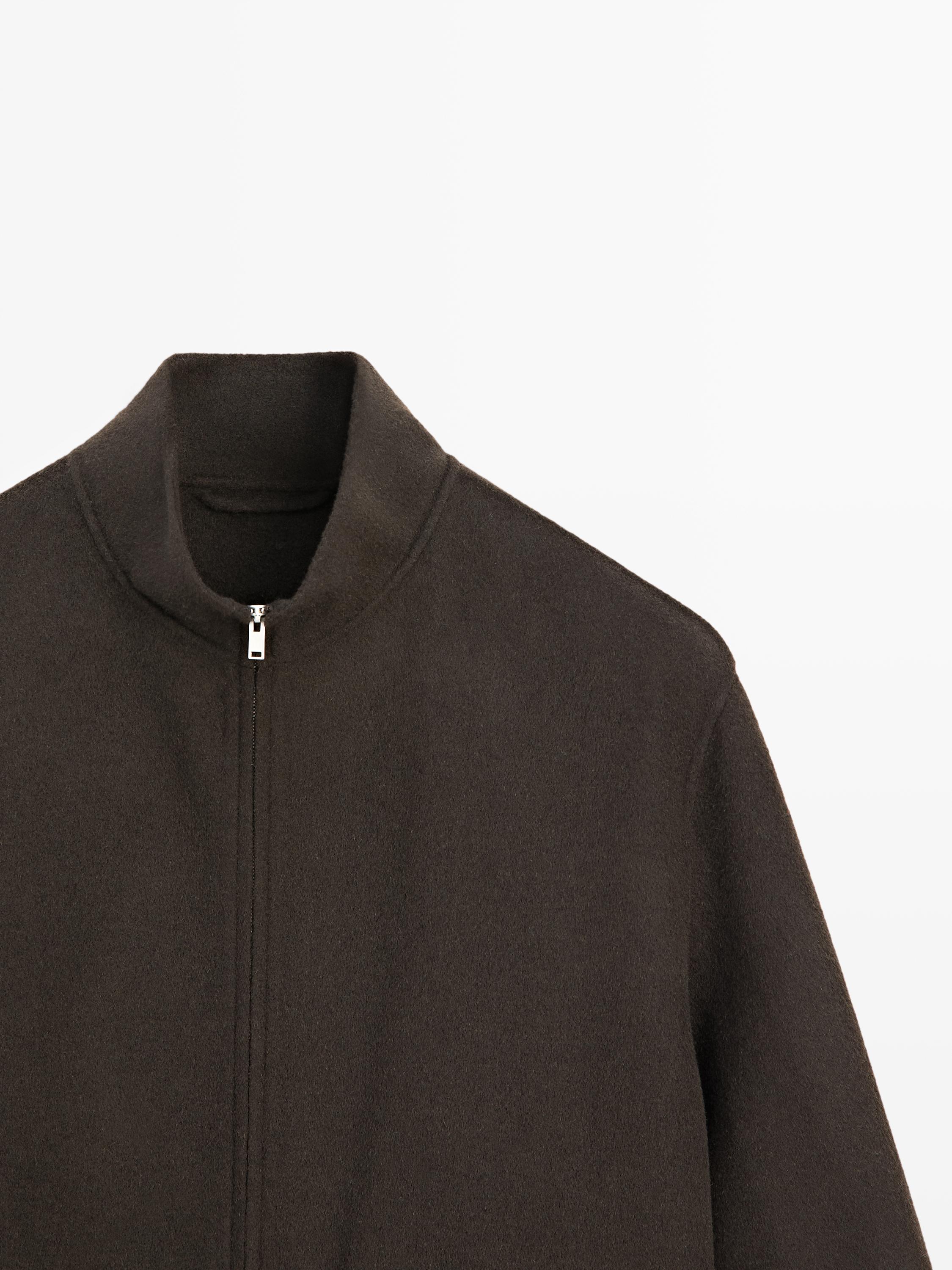 Wool blend high neck jacket